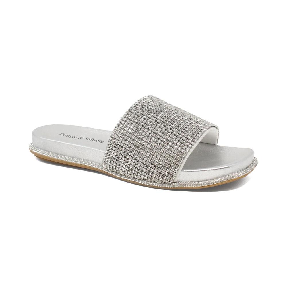 NEW DJANGO & JULIETTE women's yatin sandals in silver leather-jewels